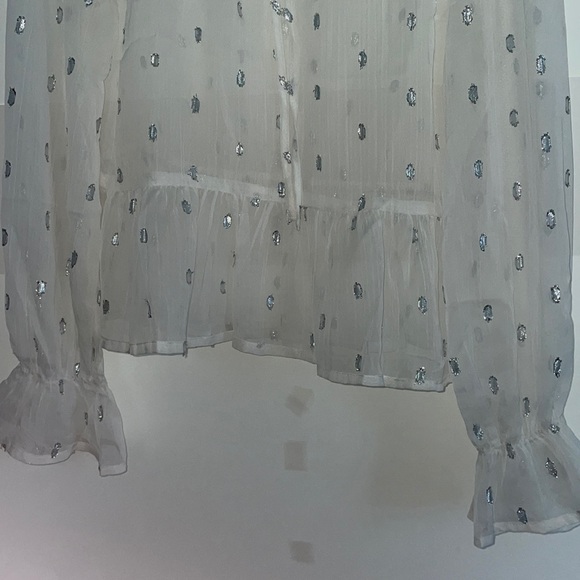 NWT B.O.G. Collective Shear White Long Sleeve Blouse Size Medium - Picture 3 of 5